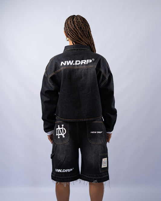 JACKET OVERSIZED WASHED BLACK BOX LOGO