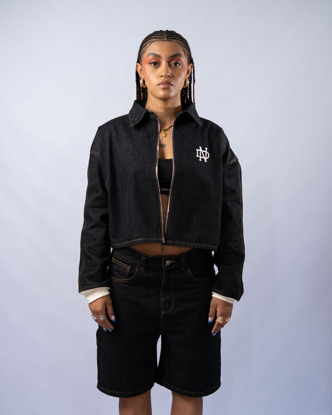 JACKET OVERSIZED WASHED BLACK BOX LOGO