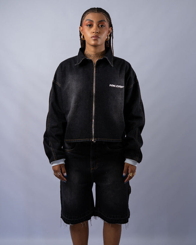 JACKET OVERSIZED WASHED BLACK BOX LOGO