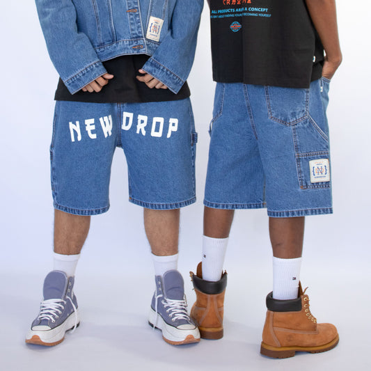 MENS WIDE JORT WASHED BLUE BOX LOGO