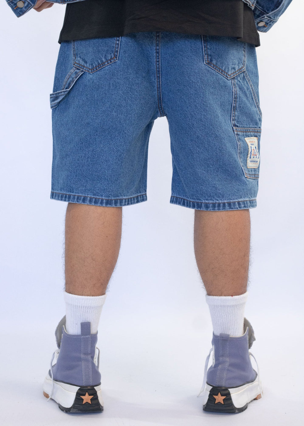 MENS WIDE JORT WASHED BLUE BOX LOGO