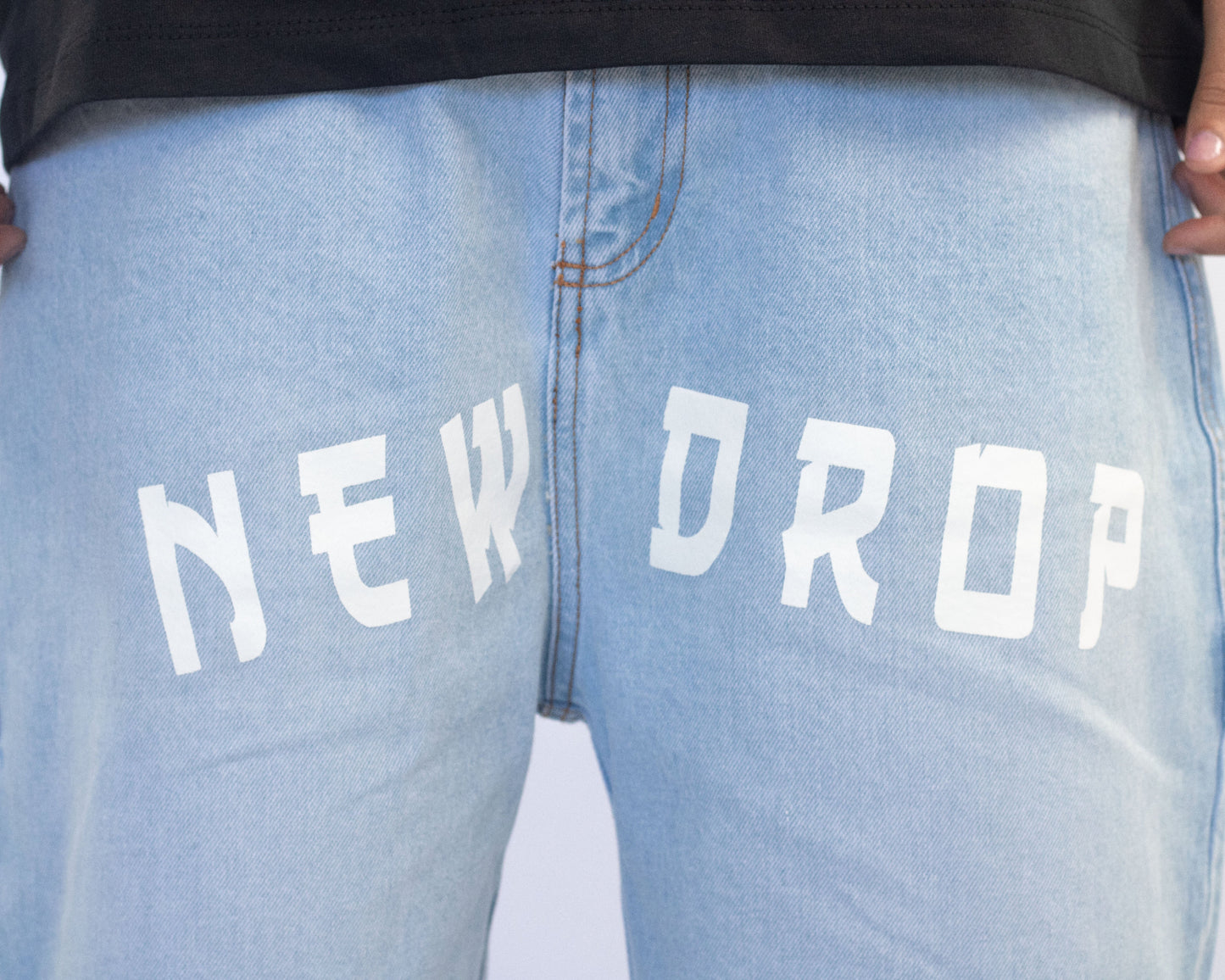 MENS WIDE JORT WASHED BLUE BOX LOGO