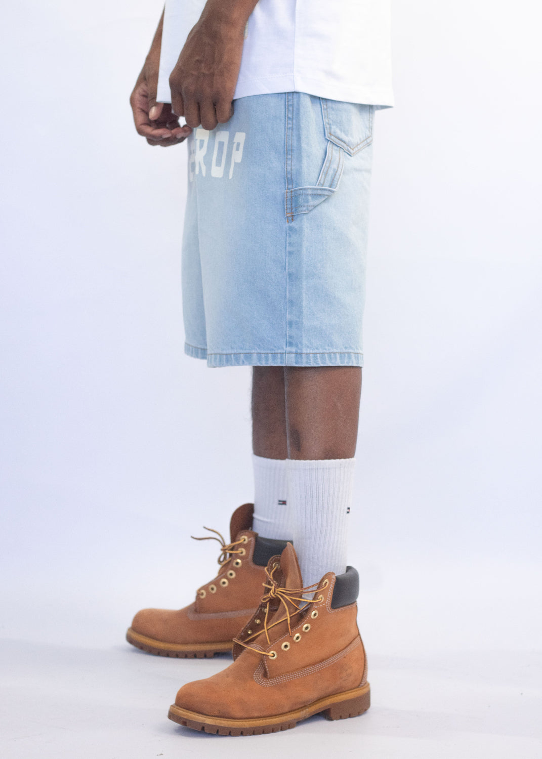 MENS WIDE JORT WASHED BLUE BOX LOGO