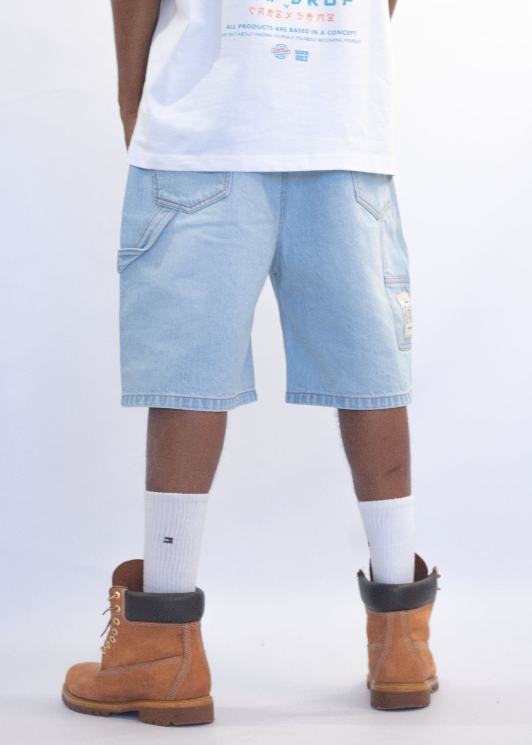MENS WIDE JORT WASHED BLUE BOX LOGO