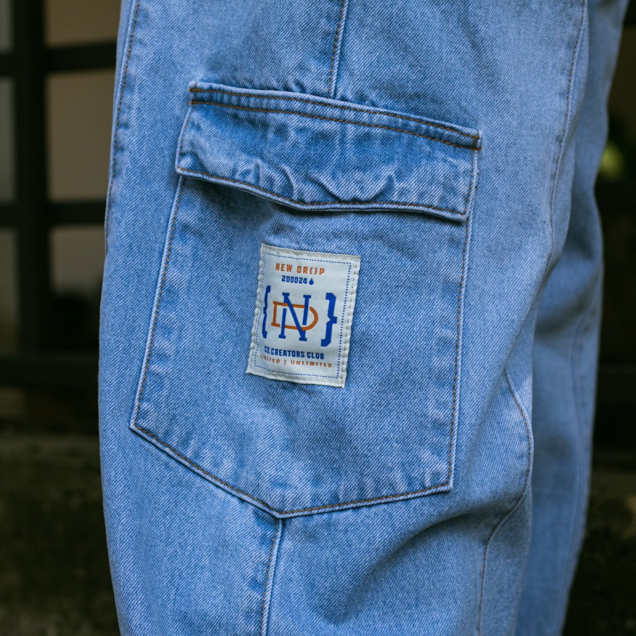 GIRLS WIDE JEANS WASHED BLUE