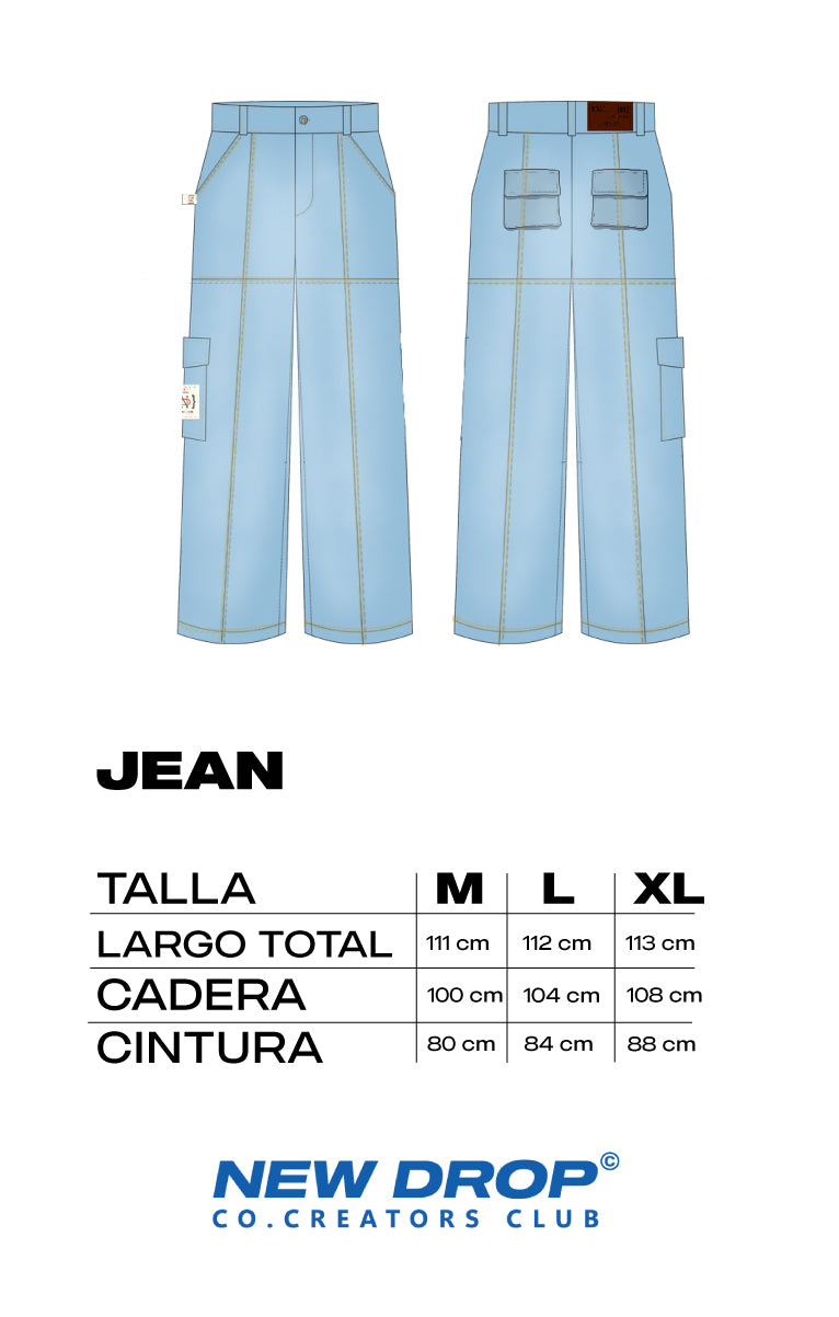 GIRLS WIDE JEANS WASHED BLUE