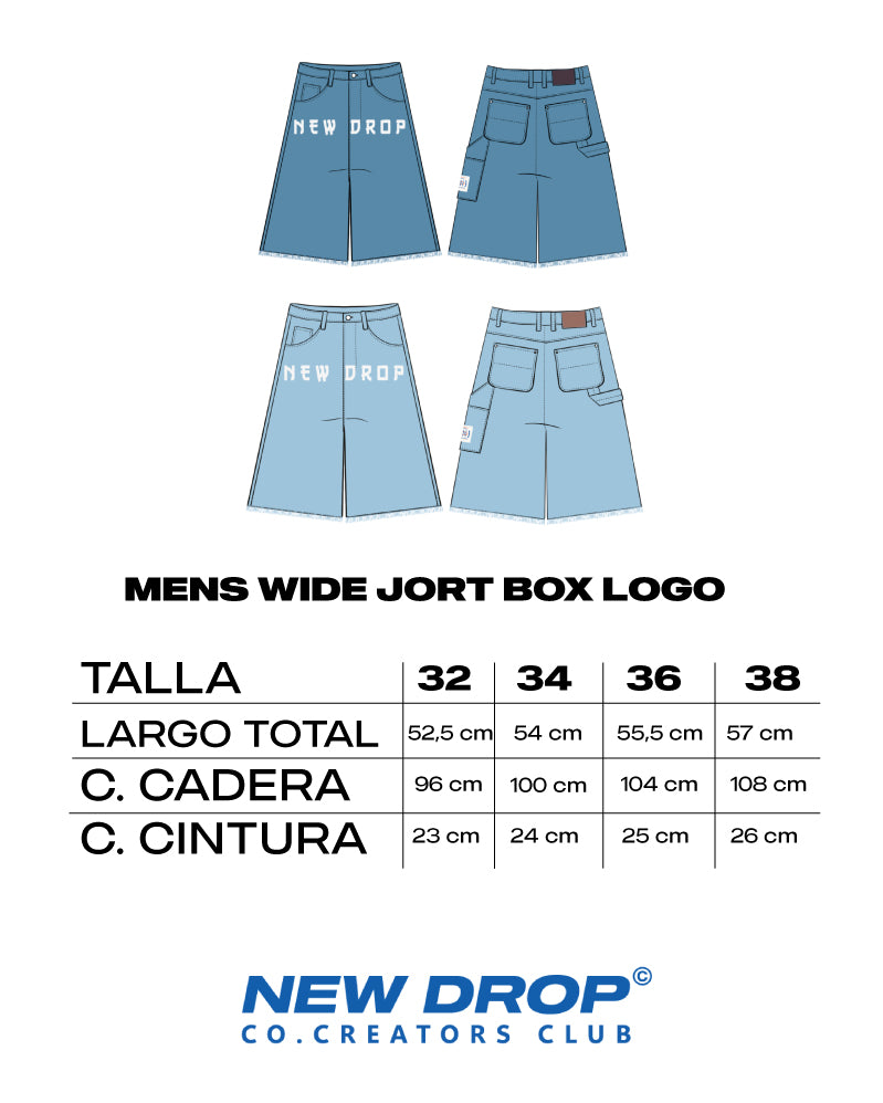 MENS WIDE JORT WASHED BLUE BOX LOGO